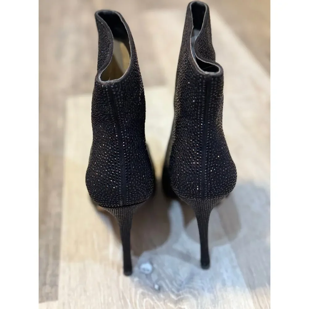 L’Agence black leather rhinestone studded bootie size 9 NWT gorgeous party heel!